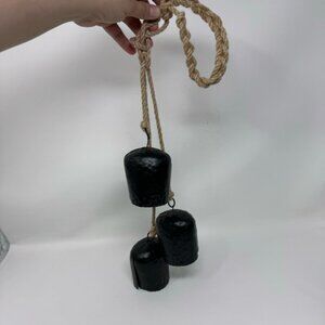 Christmas black metal cow bells hanging wind chimes decor
